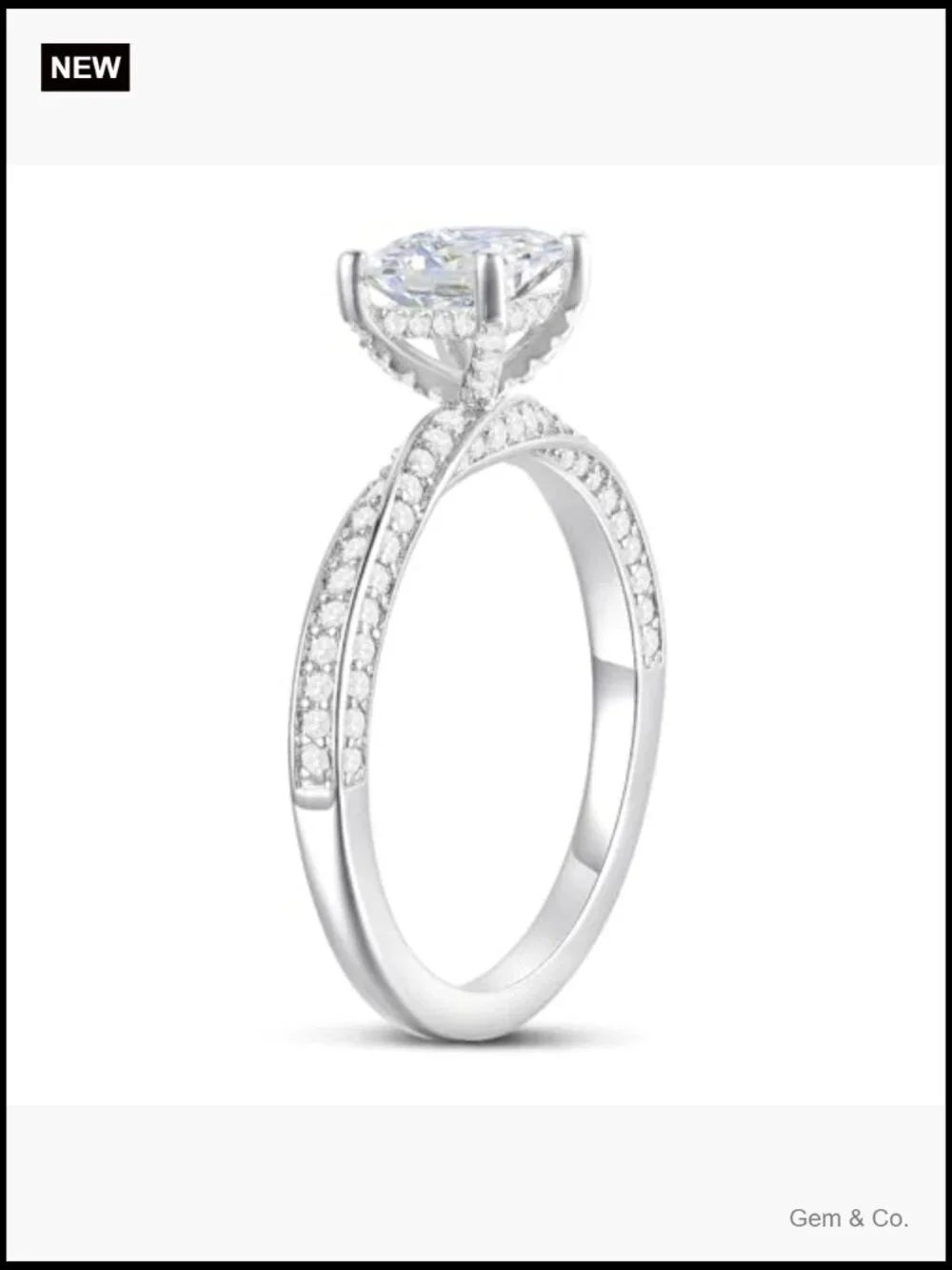 14K White Gold 1CT Princess Cut Moissanite Engagement Ring